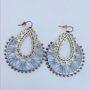 Elegant Francesca’s Gold and Blue Fashion Teardrop Earrings
